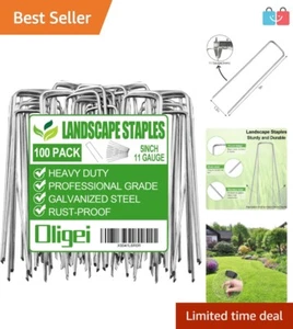 Reusable 100-Pack Galvanized Tent Stakes - Strong 5" U-Shaped Landscape Holders - Picture 1 of 9