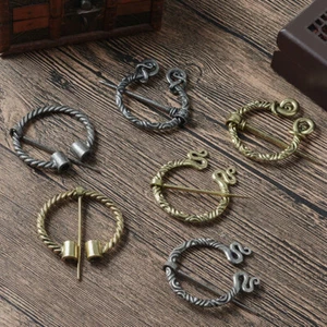 Viking Retro Brooch Penannular Pin Badge Brooch Scarf Clasp Cloak Pin Medieval - Picture 1 of 21