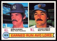 1979 Topps 1978 ERA Leaders Ron Guidry/Craig Swan New York Yankees/New York Mets