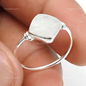 Rainbow Moonstone Solid 925 Sterling Silver Cocktail Women Gift Ring Jewellery - Foto 1 di 10