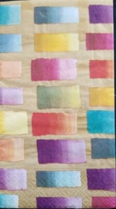 TWO Individual Napkins Color Blocks Gold Guest Towel for Decoupage (1195) - Picture 1 of 2