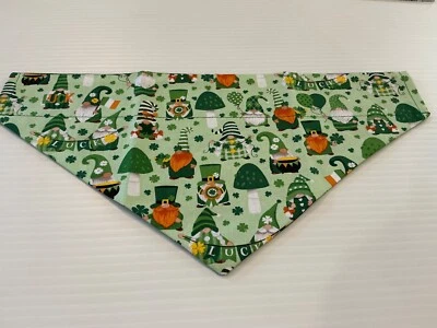 St. Patrick’s Gnome Print Large Over Collar Dog Bandana Pet Fashion Accessory - Image 1 of 4