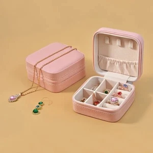 Mini Caja Organizadora de Joyas de Viaje, Estuche Portátil con Cremallera para Anillos y Collares - Imagen 1 de 14