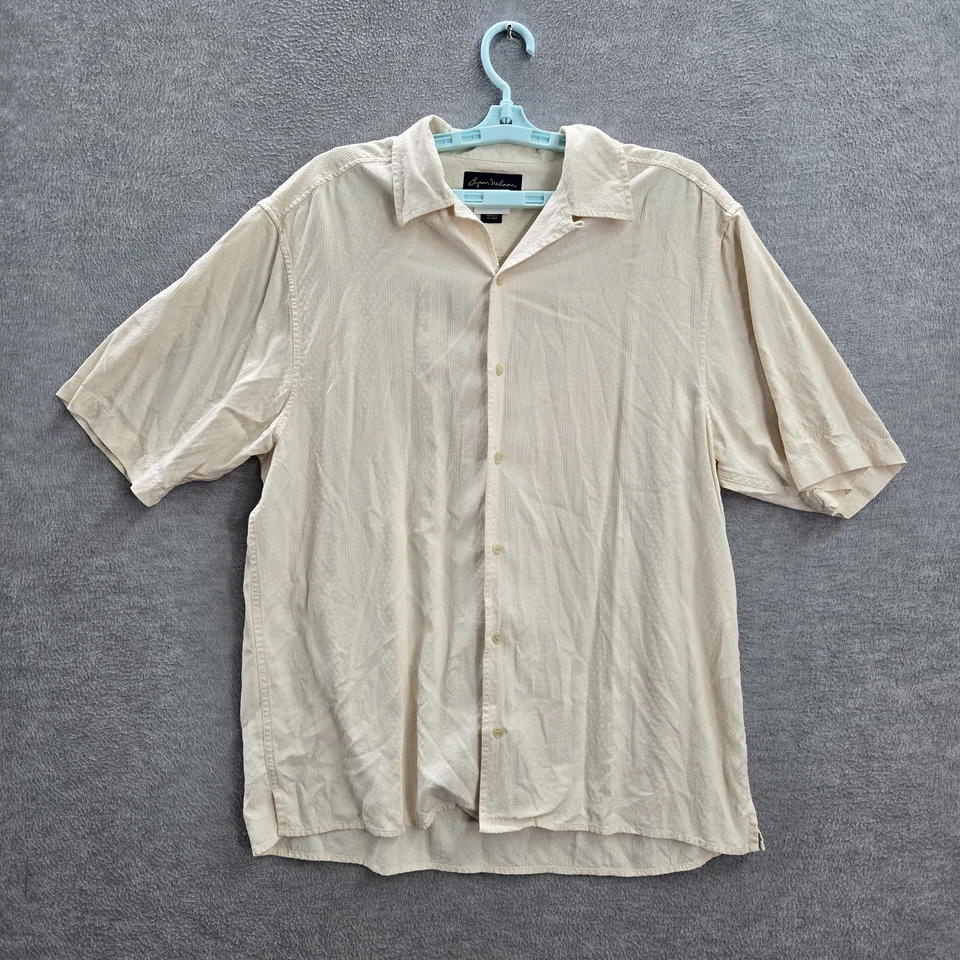 Camisa Byron Nelson Hombres Abotonada L/G Crema Seda Plata Legado Bordado Foto 1 de 4