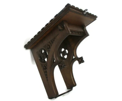 Antigua mesa consola gótica tallada a mano de roble francés de pared siglo XIX WOW Foto 1 de 4