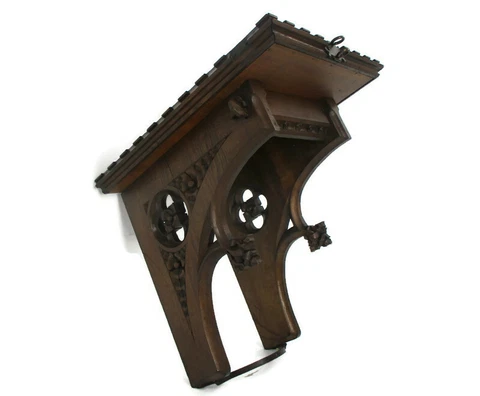Antique Gothic  Hand Carved French Oak Wall Hall Console table 19th Century WOW Cover