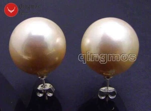 Trendy Big 16mm Round Black Sea Shell Pearl Earring for Women Fine Jewelry ea735 - Picture 1 of 19