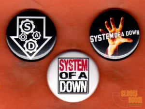 Set of three 1" System of a Down pins buttons band logo - Picture 1 of 2