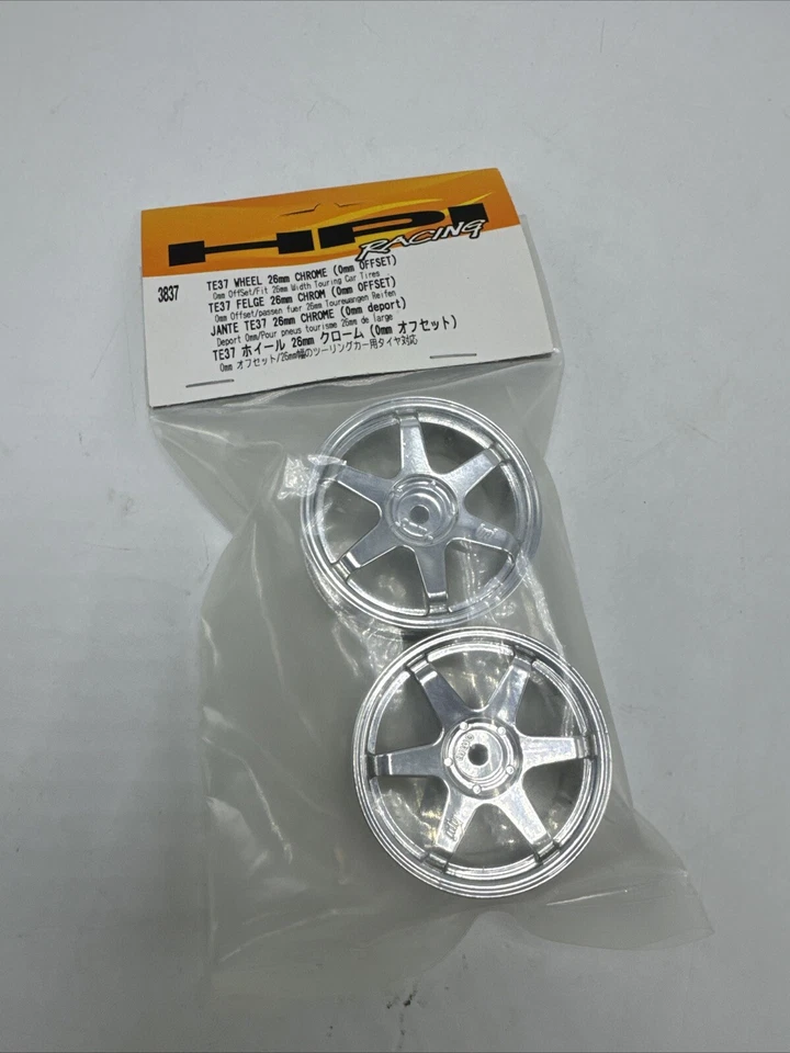 HPI Racing #3837 TE37 Wheel 26mm Chrome 0mm Offset New In Package - Image 1 of 4
