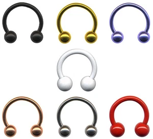 PIERCINGO 4 SET HUFEISEN EDELSTAHL FARBIG LIPPE INTIM OHR BRUST SEPTUM NASE RING - Bild 1 von 4