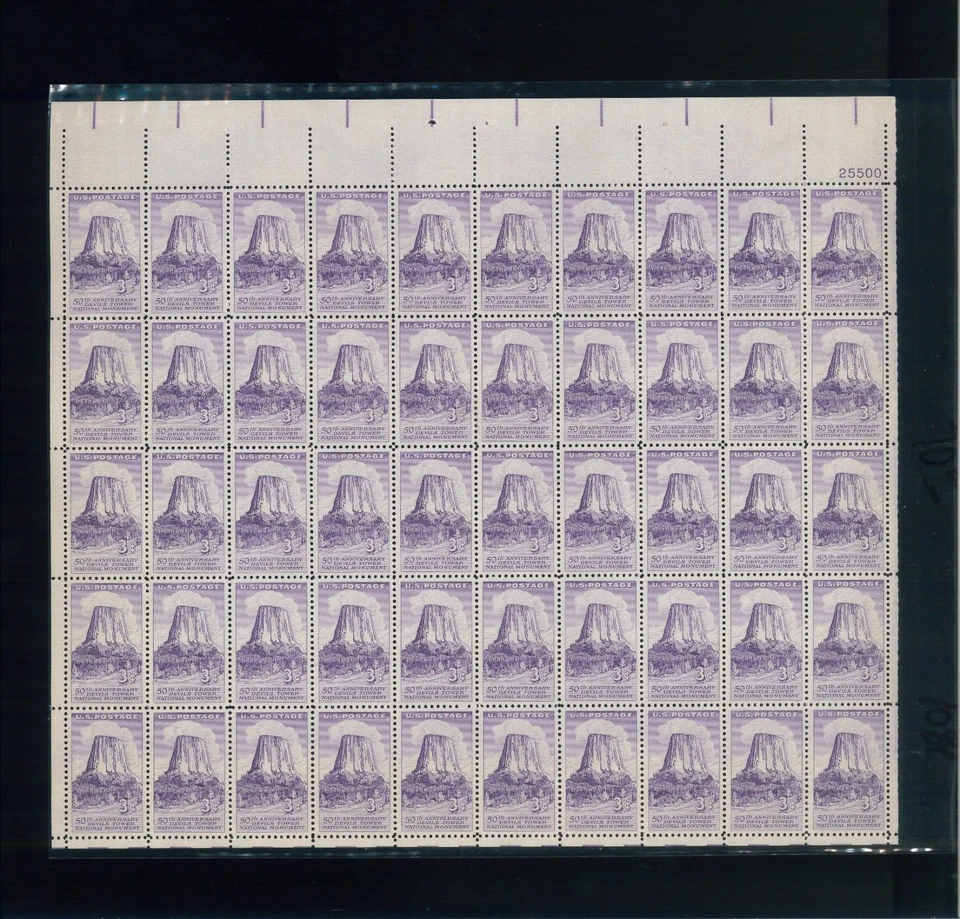 United States 3¢ Devils Tower Wyoming Postage Stamp #1084 MNH Sheet - Image 1 of 1