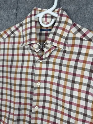 Lorenzini 衬衫男式中号格子多色棉质长袖纽扣 — 第 1/4 张图片