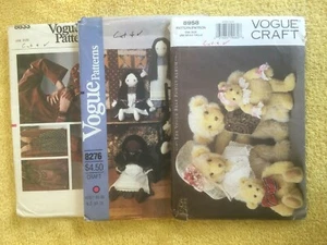 Vogue Patterns ~ CUT PATTERNS are all CRAFT Patterns ~ * ~ * ~ * ~ Listing 8598 - Picture 1 of 9