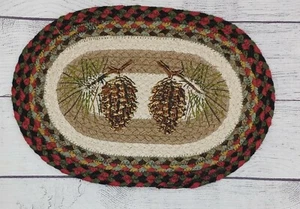 Pinecone Pine Cone 10"x15" Oval Table Mat Earth Rugs Braided Jute Placemat - Picture 1 of 1