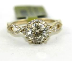 Natural Round Diamond Solitaire Halo Infinity Lady's Ring 14k Yellow Gold 1.52Ct - Picture 1 of 7