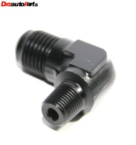 (uno) Adaptador de montaje de línea de combustible gas gas combustible AN6 6AN macho a 1/8NPT macho 90° grados negro - Imagen 1 de 8