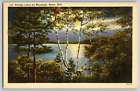Akron Ohio   Portage Lake By Moonlight   Vintage Postcard   Unposted