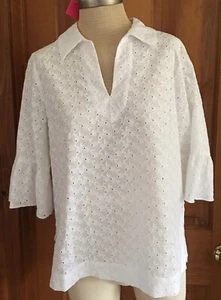 Neu mit Etikett! LILLY PULITZER GINGER TOP RESORT WEISS FISCHIGE ÖSEN GRÖSSE S 128 $ - Bild 1 von 2