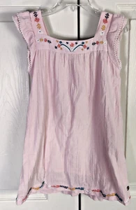 Roxy Girls Summer Gauze Dress Pink Embellished Size 6 Soft Cotton Lined - Picture 1 of 7