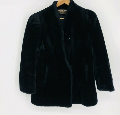 SAINT LAURENT (YSL) Cappotto vintage Jacques Saint Laurent per Genelle New York in pelliccia sintetica nero