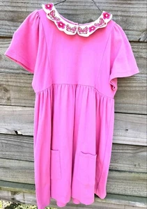 Mini Boden Girls Sz 11 - 12 Pink Dress Flower - Butterfly Collar - Picture 1 of 8