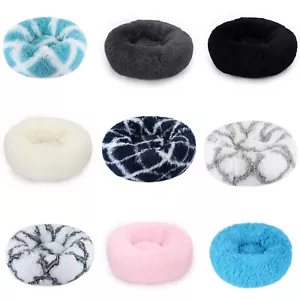 Premium Donut Plush Pet Dog Cat Bed Fluffy Soft Warm Calming Bed Sleeping Nest - Picture 1 of 68