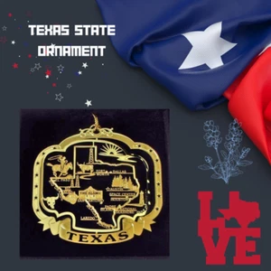 Texas State Brass Ornament Popular Cities Icons Landmarks Austin Houston Alamo - Picture 1 of 7