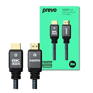 Prevo HDMI-2.1-2M HDMI Cable, HDMI 2.1 (M) to HDMI 2.1 (M), 2m, Black & Grey - Picture 1 of 3