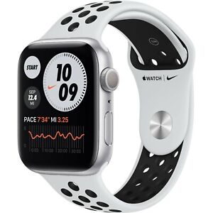 Ship Now Apple Watch Series 6 Nike 44mm Silver Aluminum Case/Platinum Black Band