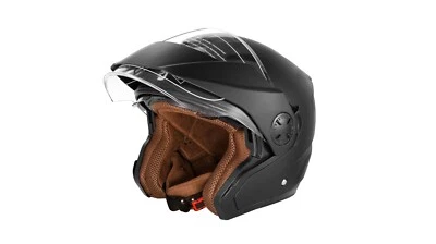 Jethelm Motorradhelm Halbschalenhelm Doppelvisier Rollerhelm Helm Schwarz - Bild 1 von 4