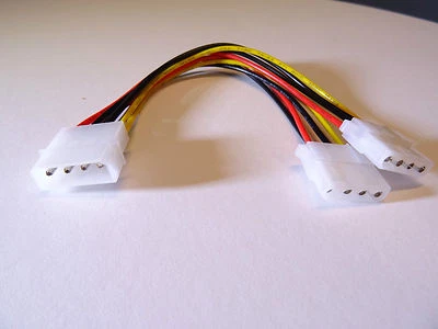NEU ! Equip® 20 cm Y-Strom-Kabel 2x 5,25" Molex 4pol PC intern Netzteil
