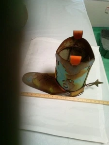Vintage Metal Yard Folk Art Boot Planter - Picture 1 of 4