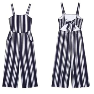 Tucker & Tate Girls Got Your Back Striped Jumpsuit Small 7/8 Navy Blue White NWT - Picture 1 of 6