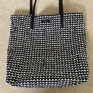 Kate Spade Bon Shopper Bag, Hearts Women's Shopping Bag Black/Cream, 16 in - Picture 1 of 6