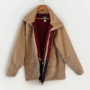 Vintage Woolrich Field Chore Coat Jacket Canvas Flannel Mens Large Wool Lining - Picture 1 of 16