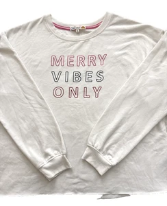 Sudadera C&C California Mujer Talla L Crema "Merry Vibes Only Vacaciones Acogedora Suave - Imagen 1 de 11