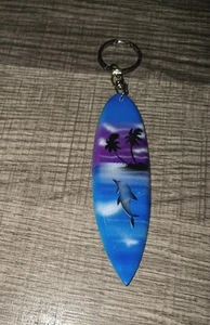New 4 Inch Surf Board Key Chain. Beach/Palm Trees - Picture 1 of 2