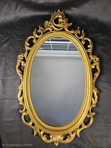 Espejo de pared de colección Syroco Dart ovalado dorado ornamentado Hollywood Regency 25,75 x 16,25" - Imagen 1 de 13