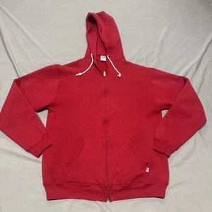 Vintage Russell Athletic Hoodie Jacket Men’s L Red Boxy Zip Up Y2K Logo Hip Hop - Picture 1 of 13