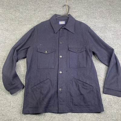 Vintage Pendleton Jacket Mens Large Navy Blue Wool Cruiser Made USA 80s - Image 1 of 4