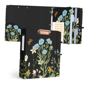 Binder 3 Ring 2 Inch, Floral Round Ring Clipboard Binder with 5 Tab Dividers - Picture 1 of 7