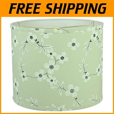 Lámpara Tambor Floral Pantalla Té Verde 12" Construcción Araña Foto 1 de 4