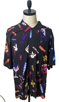 Camisa Playboy Magazine Manga Corta Abotonada Talla XXL De Colección Hugh Hefner Foto 1 de 4