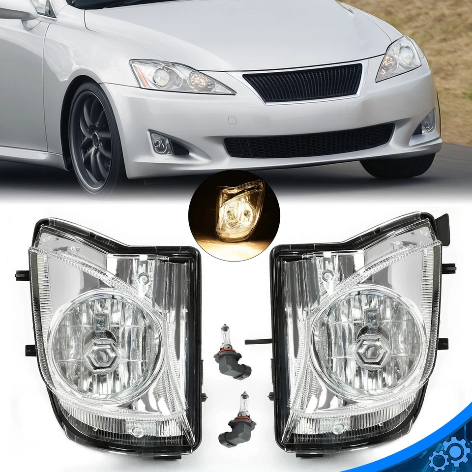 Pair For Lexus IS250 IS350 2006 2007 2008-2010 Bumper Clear Fog Lights w/Bulbs - Image 1 of 4