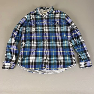 Рубашка фланелевая Carbon2Cobalt мужская размер средний клетчатая синяя желтая хлопковая повседневная * - Изображение 1 из 4