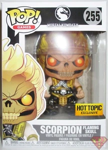 SCORPION FLAMING SKULL Mortal Kombat Pop Games Vinyl Figure #255 Hot Topic Funko - Picture 1 of 8