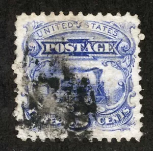 US Sc 114 Ultramarine 3¢ 1869 Circular Black Cork Cancel Well Centered - Picture 1 of 1
