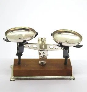 Miniatura in Argento e Legno di Bilancia Doppia - Foto 1 di 2