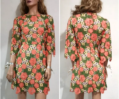 🆓US🛃 RARO Vestido Dolce&Gabbana Crochet Floral Multicolor IT 40 Foto 1 de 4