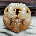 Chinese jade Antique hand-carved pendant necklace God and beast statue 1791